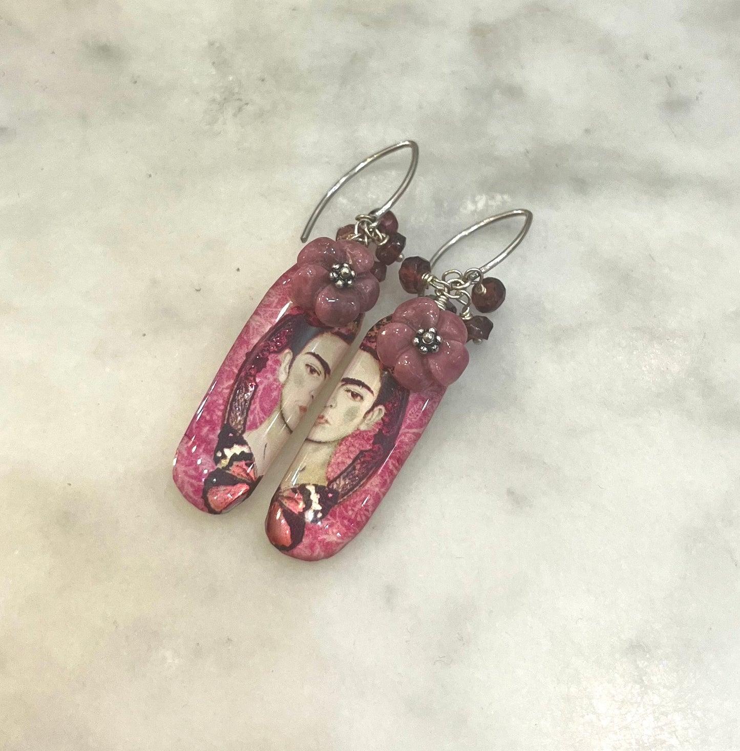 Pink Frida Earrings with rhodonite blossoms