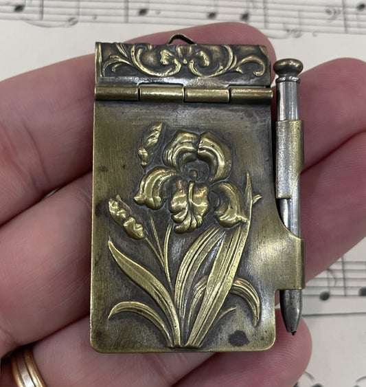 Antique French Art Nouveau Dance Card Flower Iris c1900