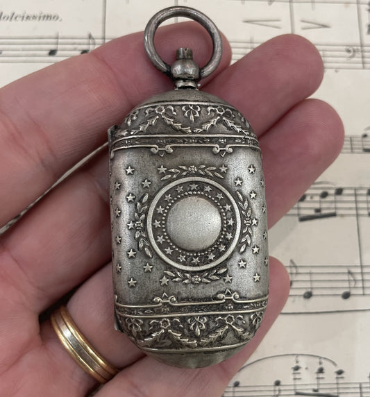 Antique French Art Nouveau Silver Plated Sovereign Coin Holder Flower c1900