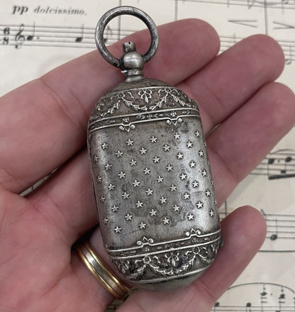 Antique French Art Nouveau Silver Plated Sovereign Coin Holder Flower c1900
