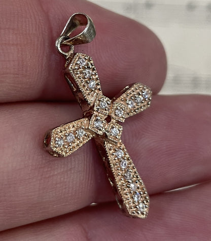 Antique French Sterling Silver with Gold Plate Pendant Cross c1920
