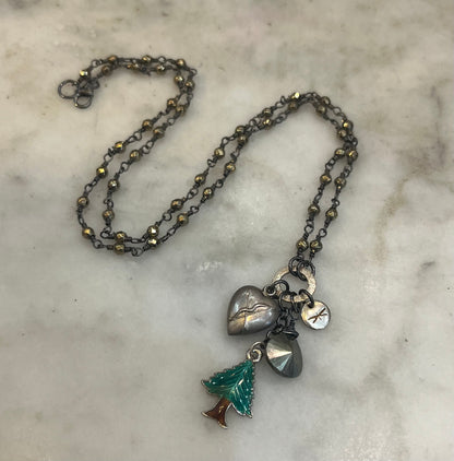 Vintage Forest charm necklace with sterling silver