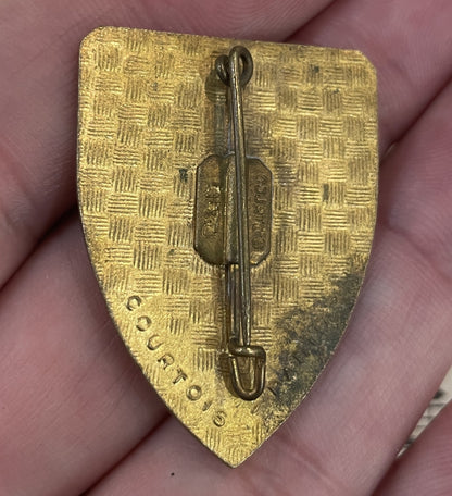 Large Antique French Enameled Joan of Arc Pin / Brooch c1920