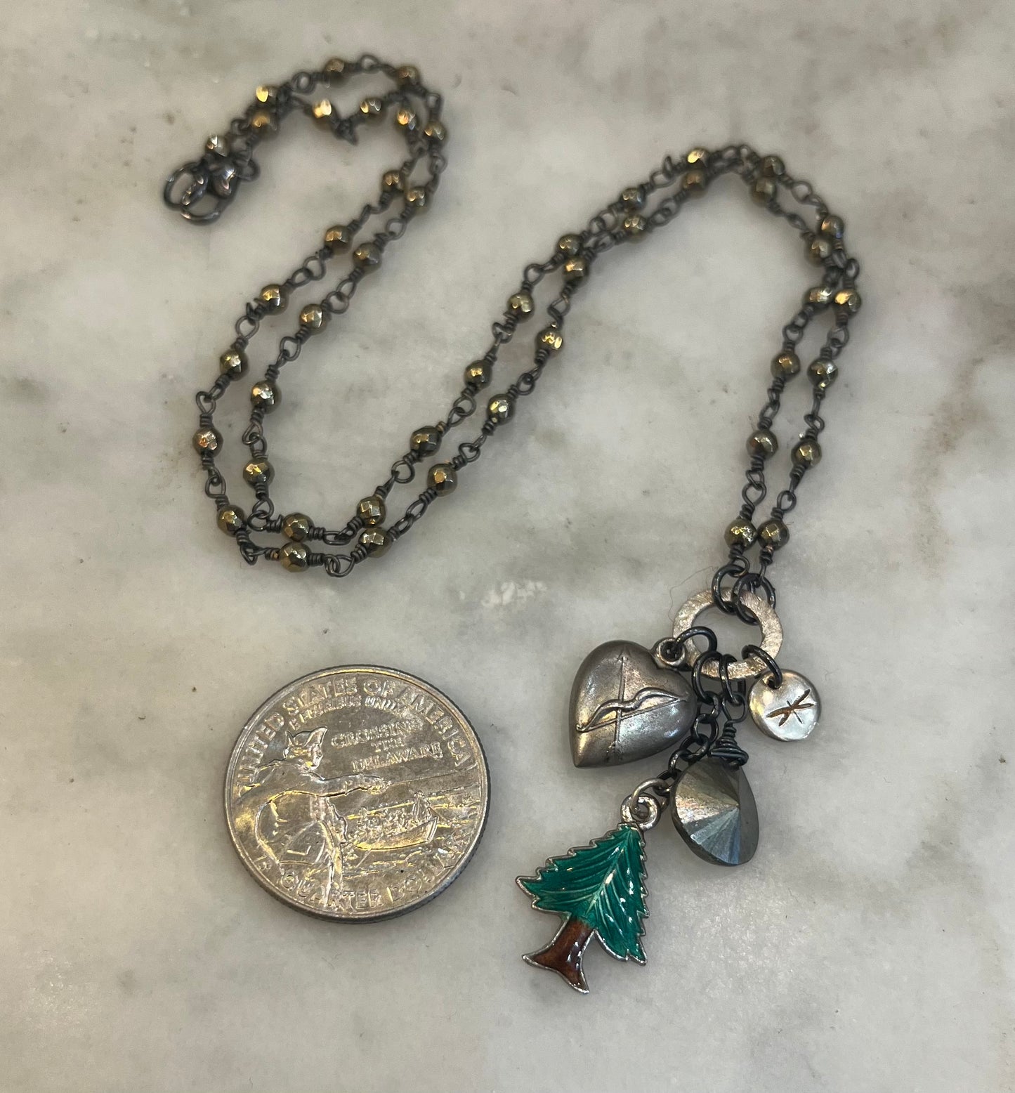 Vintage Forest charm necklace with sterling silver