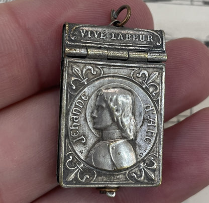 Rare French Antique Souvenir Photos Pendant / Book Joan of Arc Signed Dropsy c1910