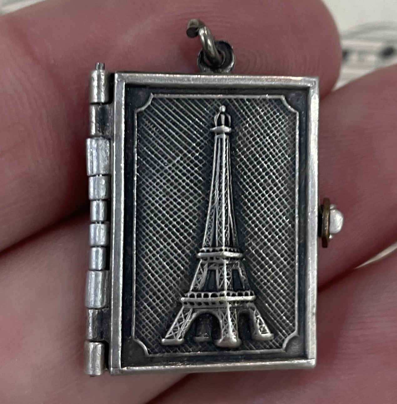Rare Antique French Souvenir Photos Pendant / Book Paris Monuments Eiffel Tower c1910