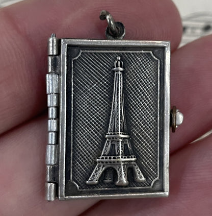Rare Antique French Souvenir Photos Pendant / Book Paris Monuments Eiffel Tower c1910