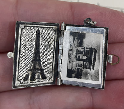 Rare Antique French Souvenir Photos Pendant / Book Paris Monuments Eiffel Tower c1910
