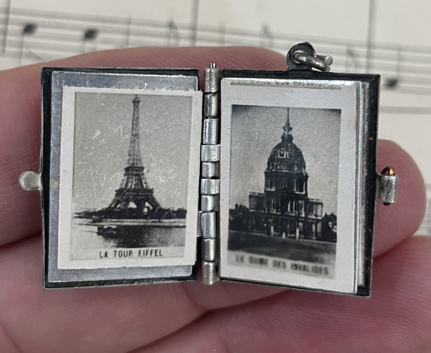 Rare Antique French Souvenir Photos Pendant / Book Paris Monuments Eiffel Tower c1910