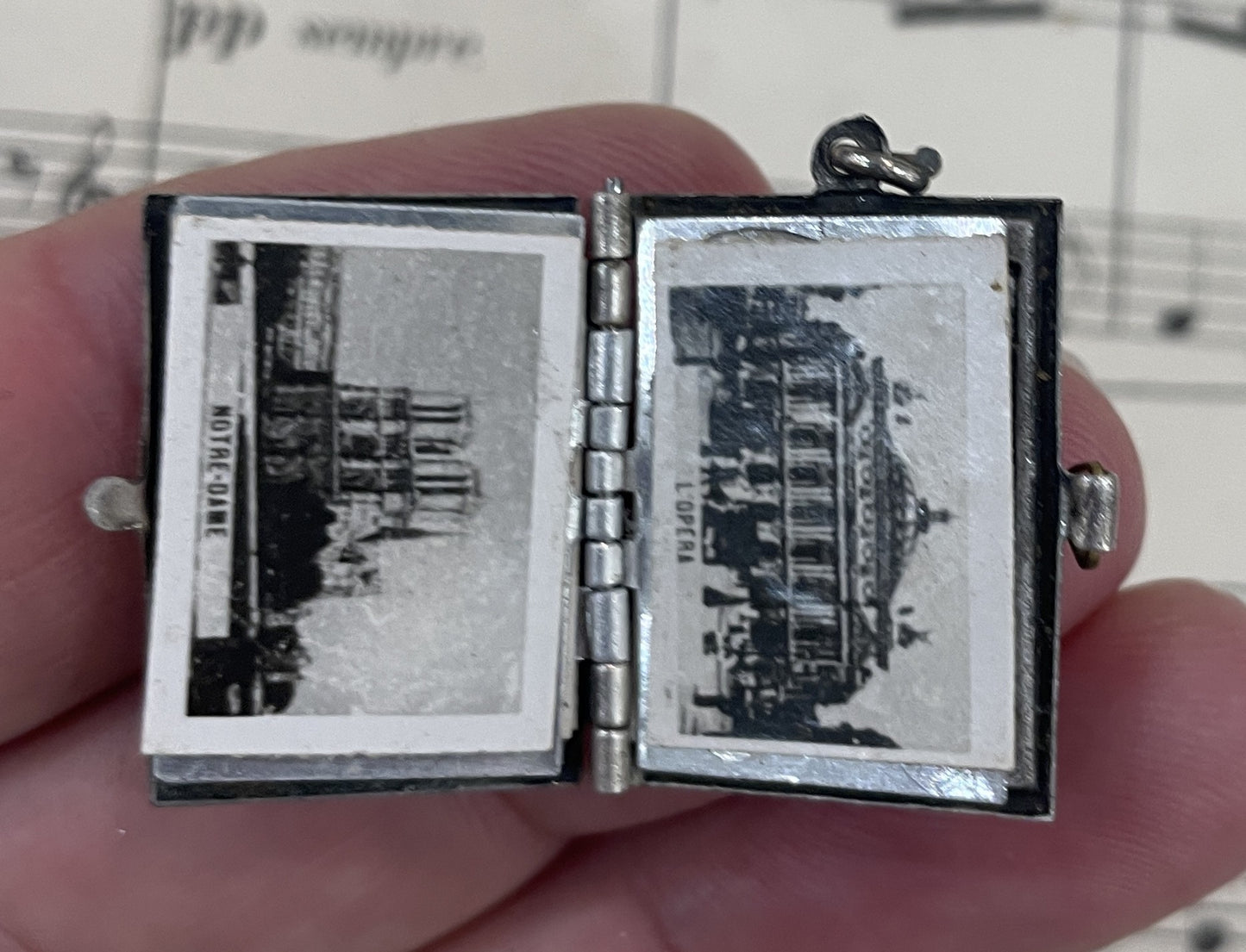 Rare Antique French Souvenir Photos Pendant / Book Paris Monuments Eiffel Tower c1910