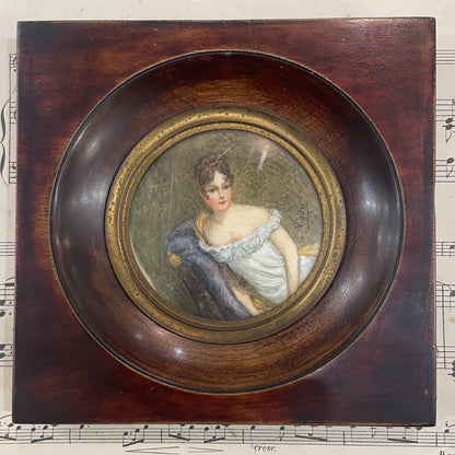 Antique French Hand Painted Miniature Woman Chair Signed Viguee c1900