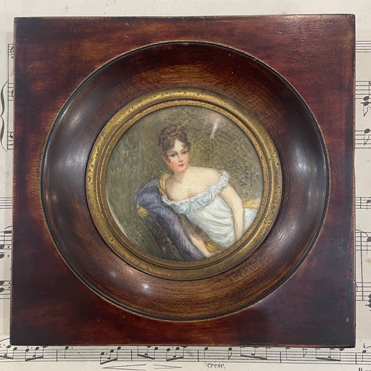 Antique French Hand Painted Miniature Woman Chair Signed Viguee c1900