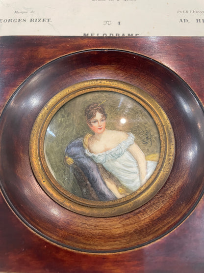 Antique French Hand Painted Miniature Woman Chair Signed Viguee c1900