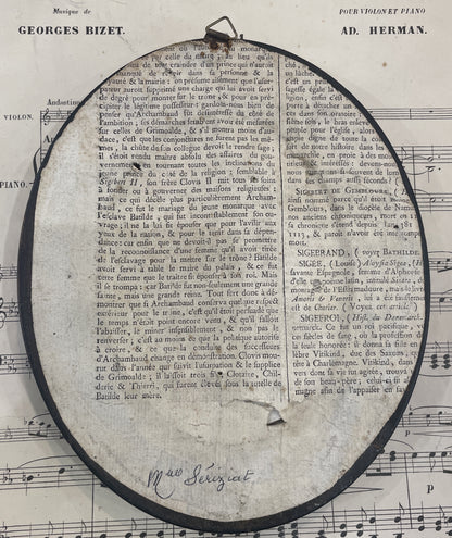 Antique French Hand Painted Miniature Woman Hat Madame Seriziat Signed Bouclier c1900