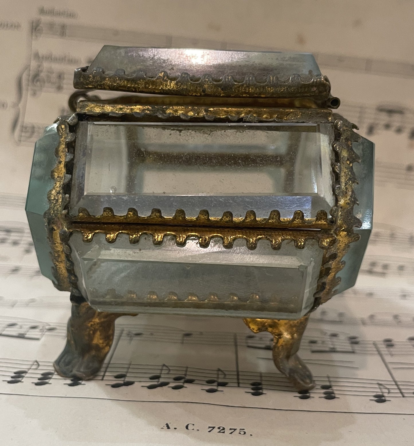 Antique French Eglomise Souvenir Jewelry Box Casket Versailles Temple of Love c1900