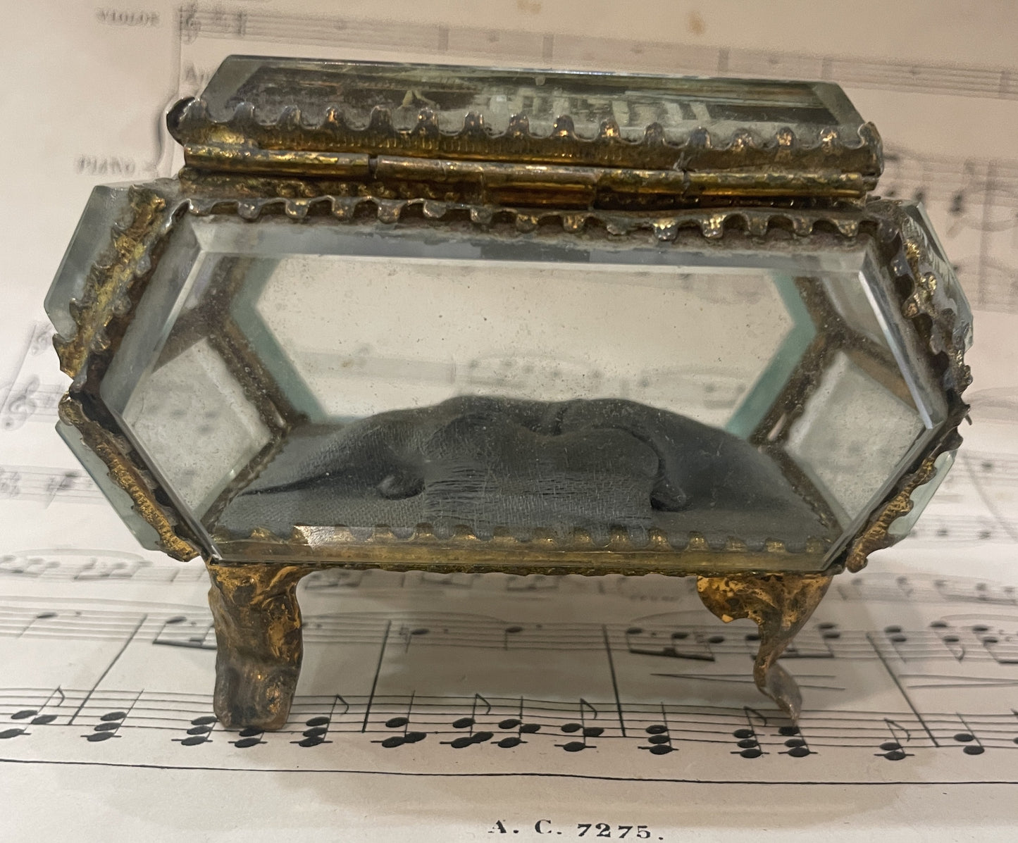 Antique French Eglomise Souvenir Jewelry Box Casket Versailles Temple of Love c1900
