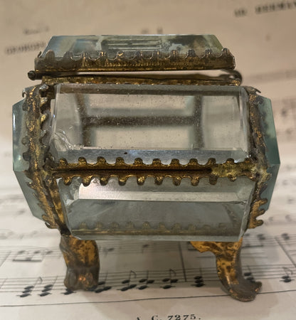 Antique French Eglomise Souvenir Jewelry Box Casket Versailles Temple of Love c1900