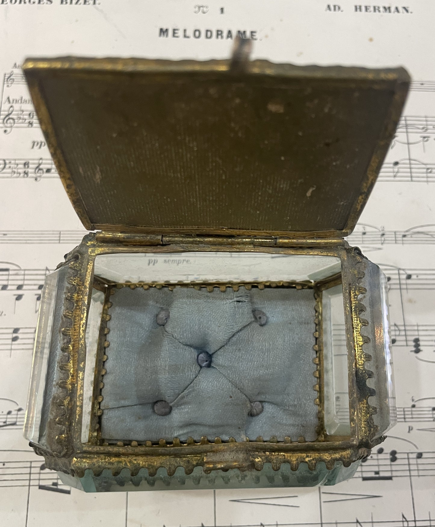 Antique French Eglomise Souvenir Jewelry Box Casket Versailles Temple of Love c1900