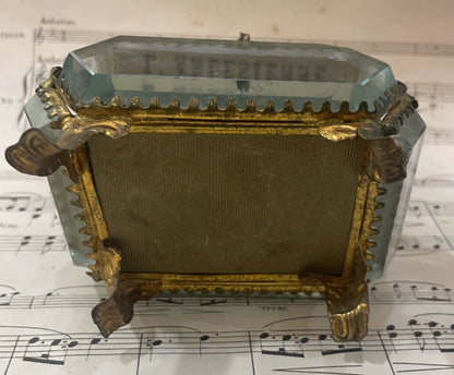 Antique French Eglomise Souvenir Jewelry Box Casket Versailles Temple of Love c1900