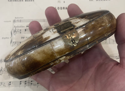 Antique French Bone and Brass Snuff / Jewelry Box c1900