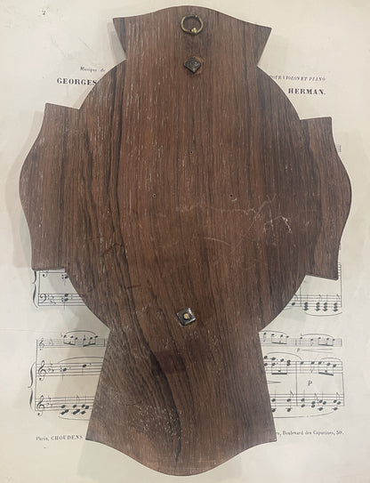 Rare Large Antique French Wood Holy Water Font Angel c1880