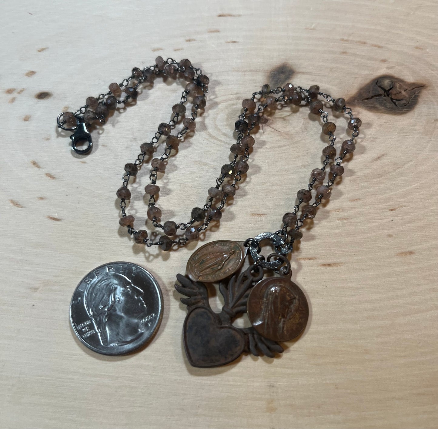 Sacred Heart with wings necklace