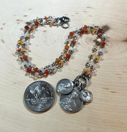 Vintage Saint Etienne and fire opal necklace