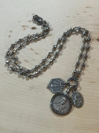 Vintage St. Therese necklace with pyrite