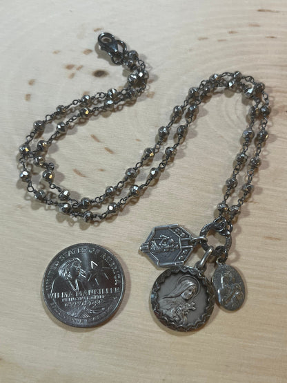Vintage St. Therese necklace with pyrite