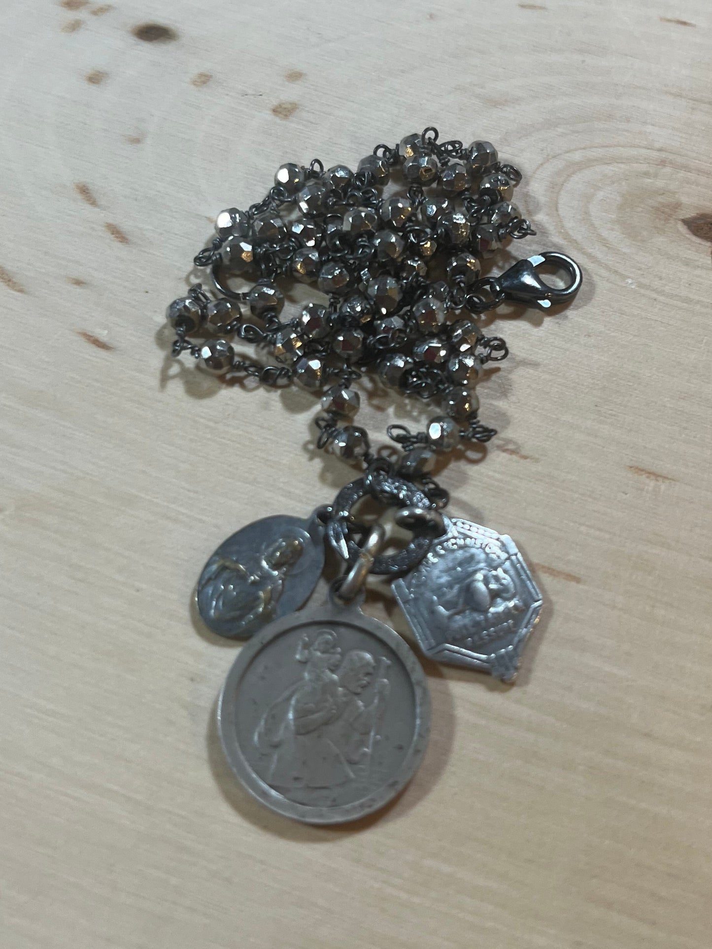 Vintage St. Therese necklace with pyrite
