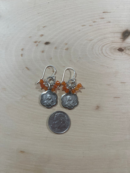 Vintage St Therese earrings with carnelian
