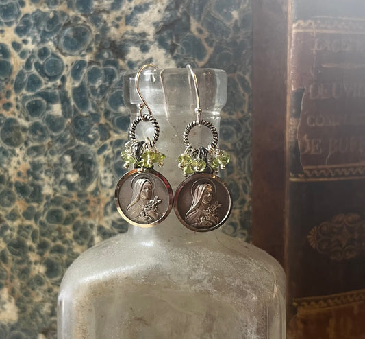 Vintage St Therese earrings with peridot