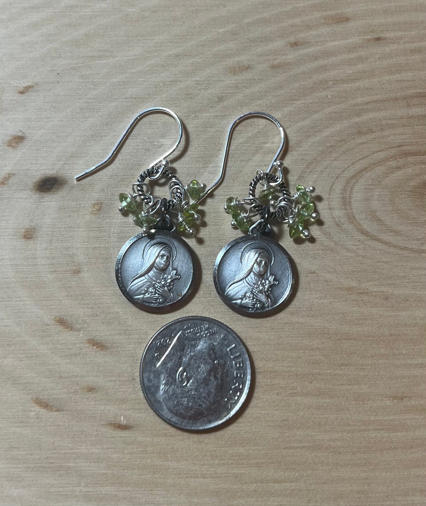 Vintage St Therese earrings with peridot