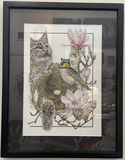 Twig by Twig - Gouache and Ink on Watercolor Paper Original Painting
