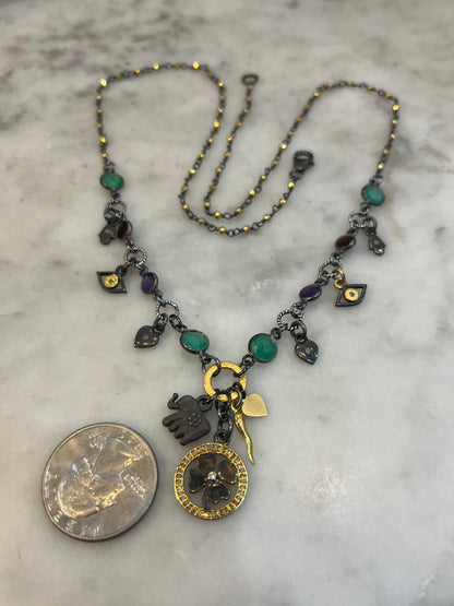 Lucky Protection Necklace with diamond clover charm