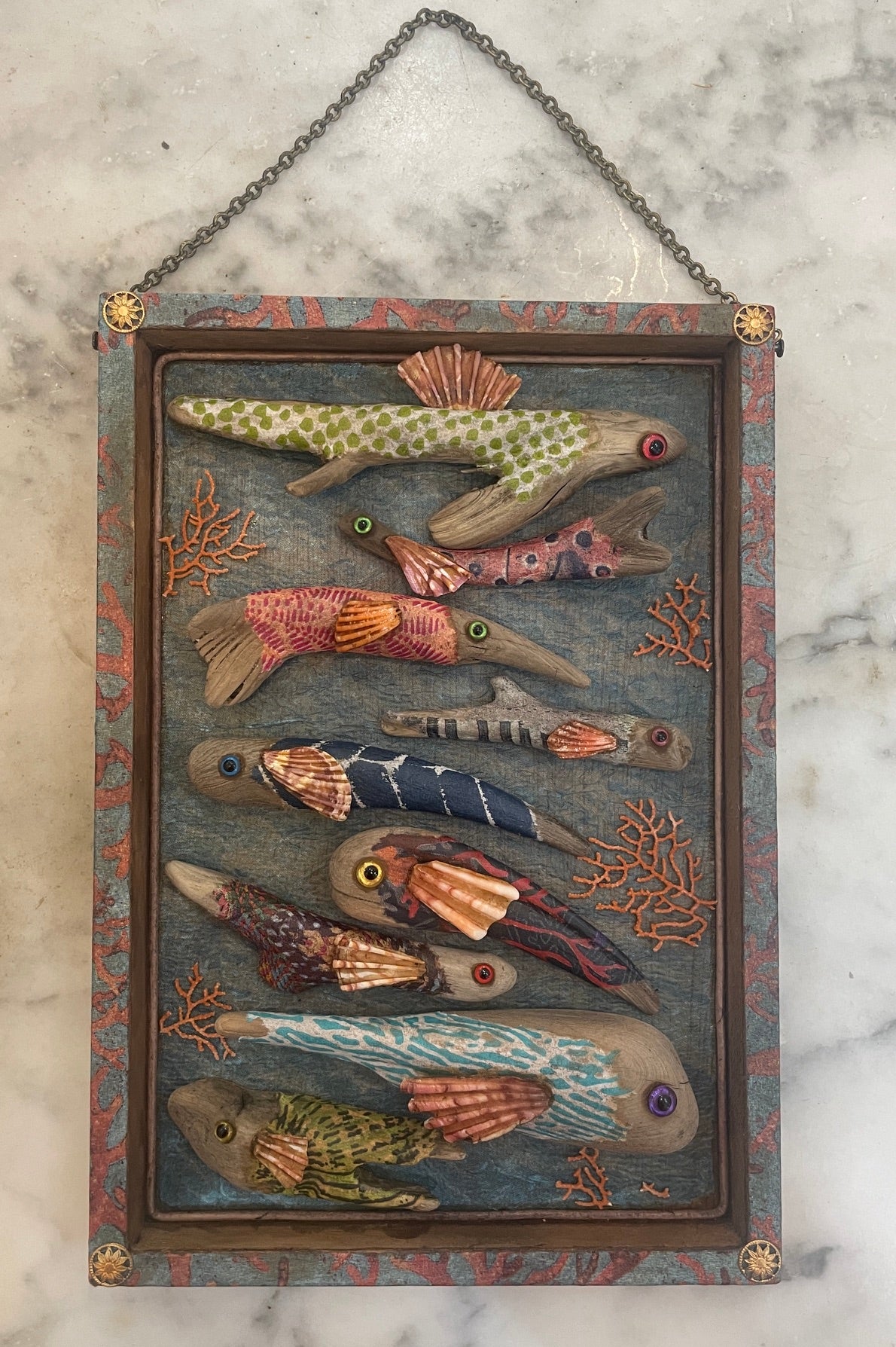 Wooden Fish Assemblage by Nancy Nelson