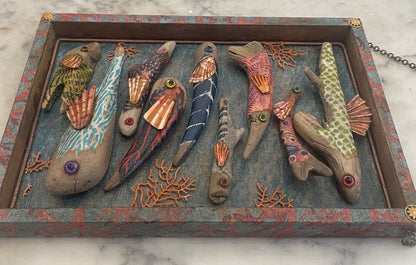 Wooden Fish Assemblage by Nancy Nelson