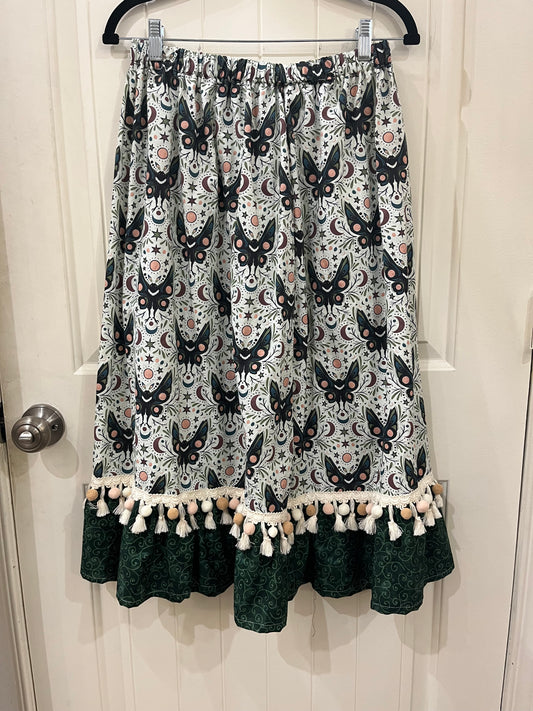 Mothman Skirt with ruffle and pompom trim