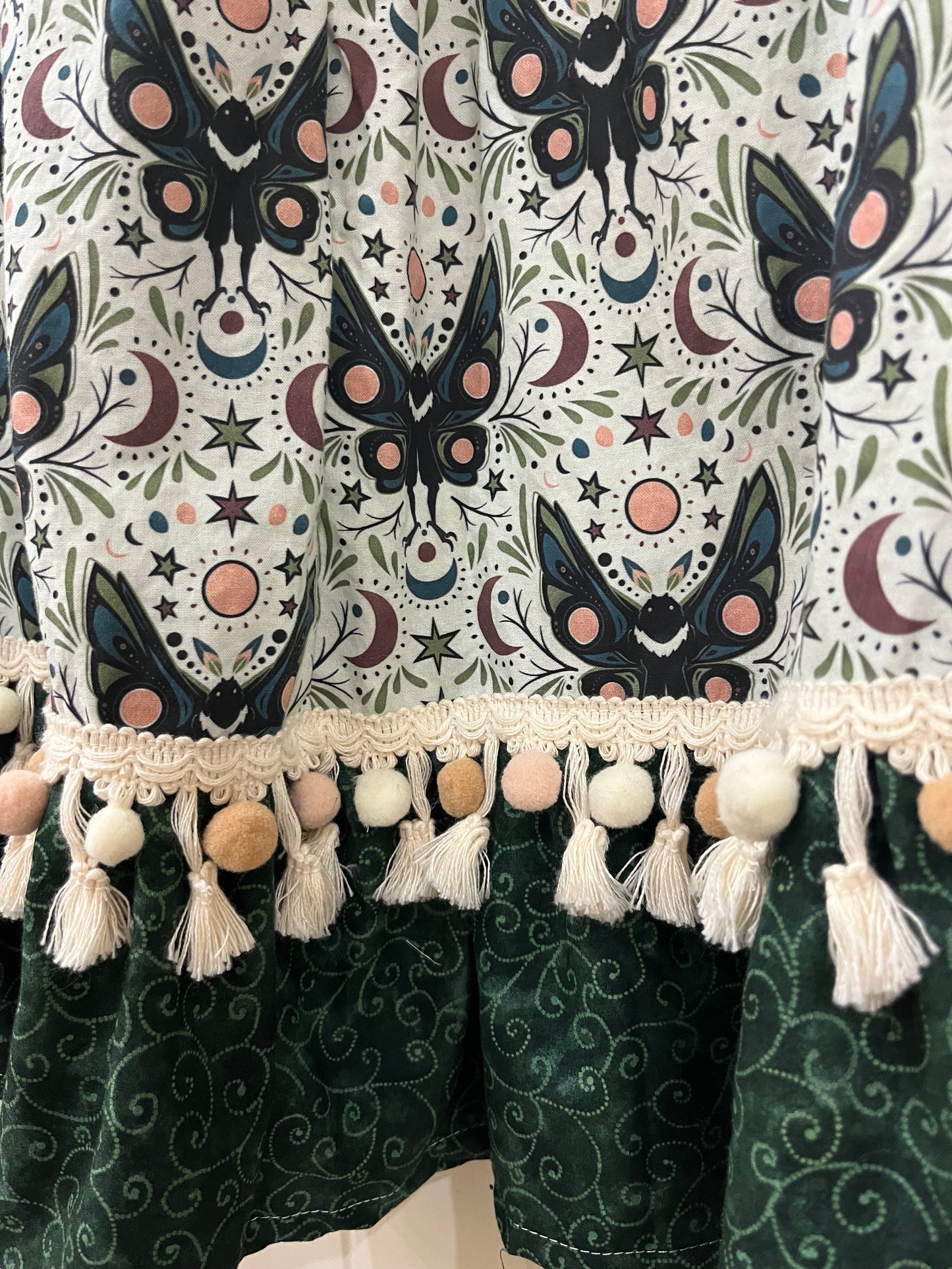 Mothman Skirt with ruffle and pompom trim