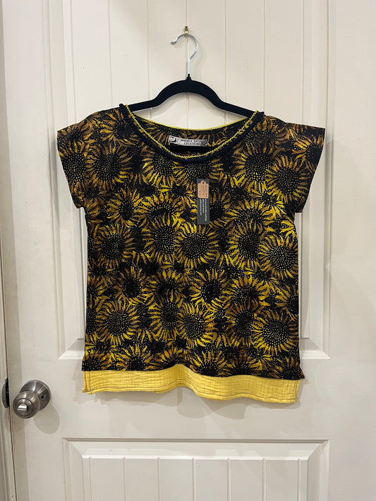 Sunflower Shirt with beaded collar