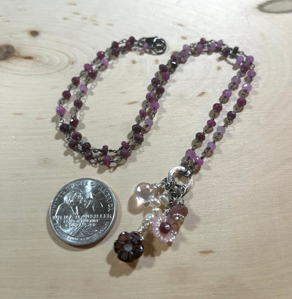 Cherry Blossom Necklace with pink sapphires