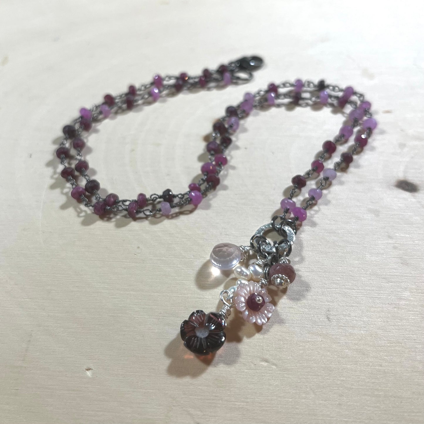 Cherry Blossom Necklace with pink sapphires