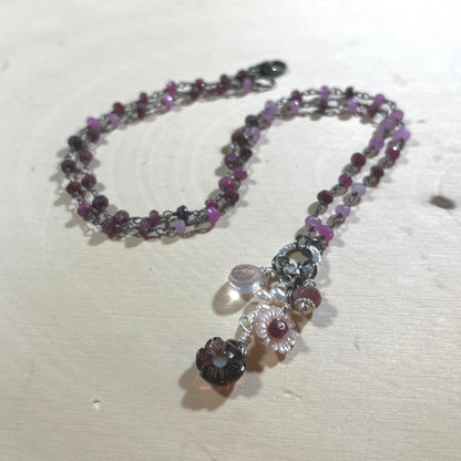 Cherry Blossom Necklace with pink sapphires