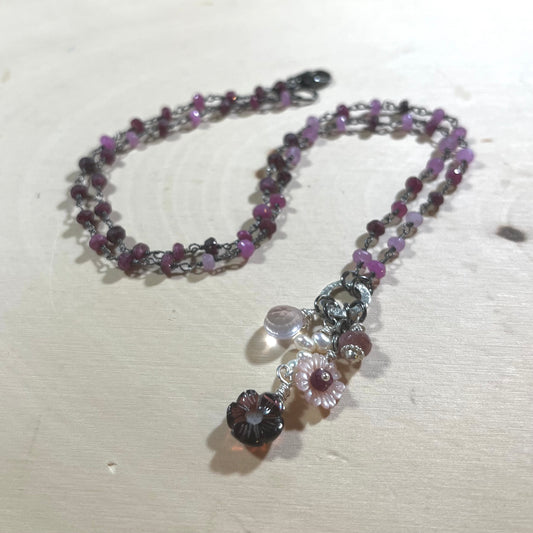 Cherry Blossom Necklace with pink sapphires