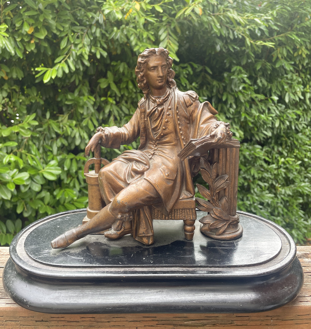 Rare Large Antique French Spelter Sculpture Denis Papin Steam Engine Inventor c1890
