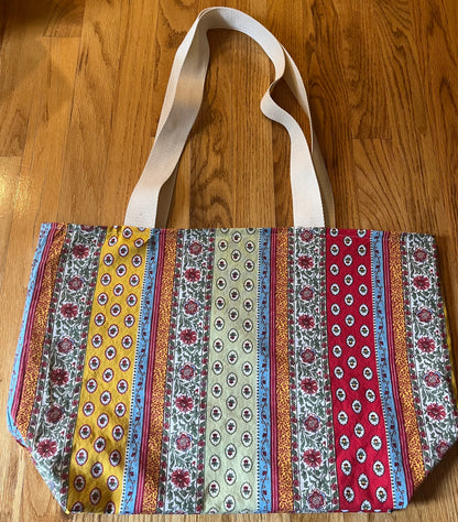 Reversible Market Tote with vintage French fabric
