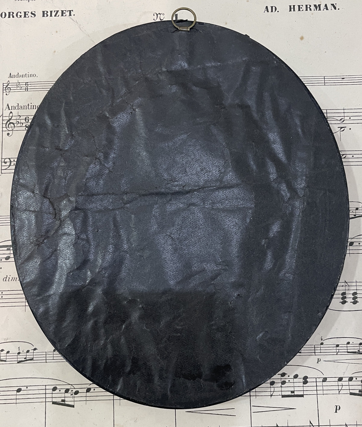 Rare Antique French Mourning Hair Art Domed Glass Wooden Frame c1880