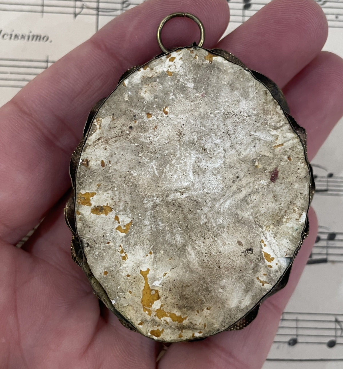 Rare Small Antique French Reliquary / Ex Voto Sacred Heart c1880