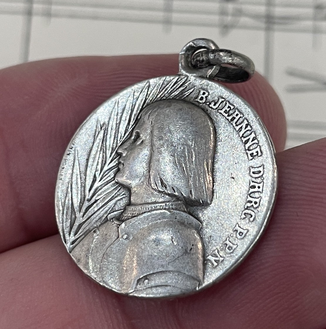 Antique French Sterling Silver Joan of Arc Religious Medal Pope Pius X c1910