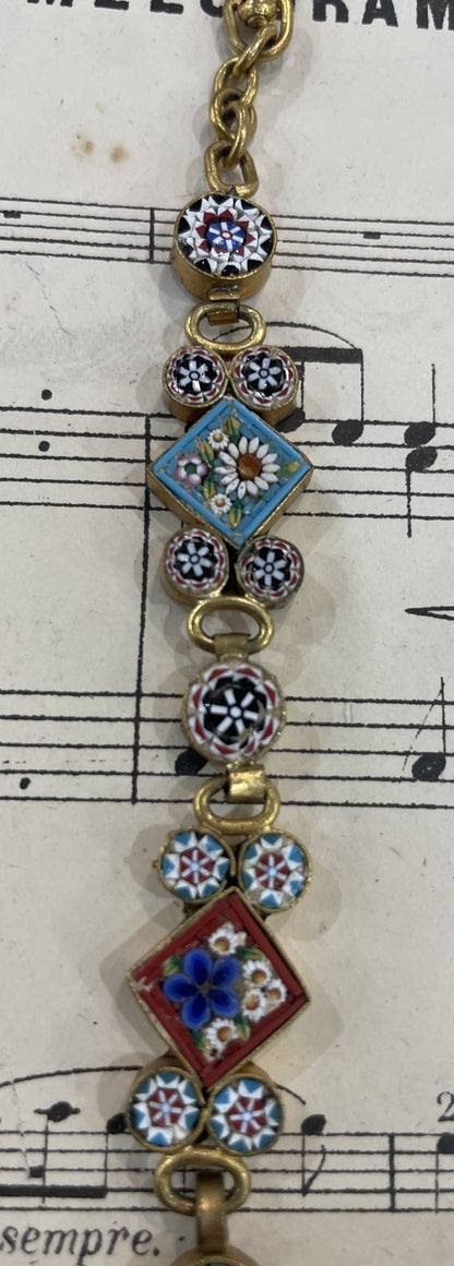 Rare Antique Italian Micro Mosaic Micromosaic Chatelaine c1900